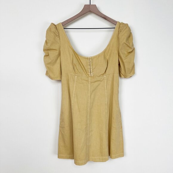 Free People Cheyenne Denim Mini Dress Coastal Cowgirl Princess Romantic Bohemian - Picture 6 of 16